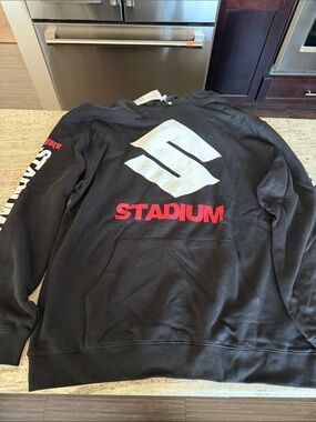 Justin Bieber Stadium Tour  Logo Black Hoodie with White & Red Graphic NWT